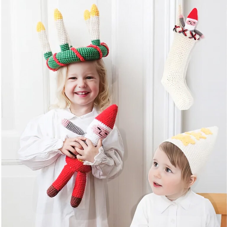 91173 - Virka luciakrona, stjärngossestrut eller tomte till jul