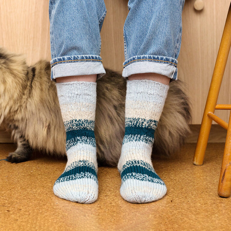 268-7 Melerade sockar i dubbelt garn, dam & herr - Rauma 2-tråds gammelserie