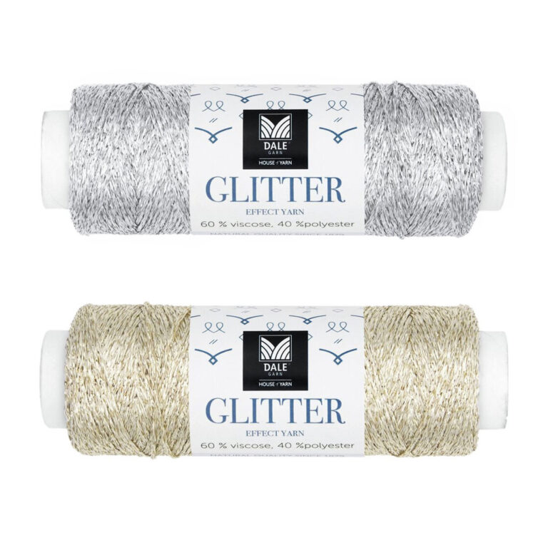 Glitter - Effektgarn i guld och silver från Dale garn