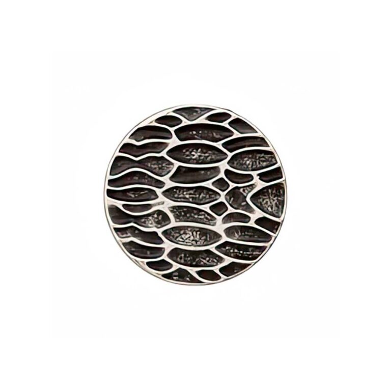 KM-005 Hammered metallknapp - silver-oxid, Ø18 mm