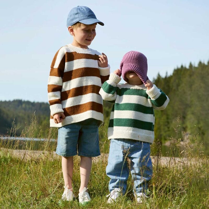 481 Tobbengenser, randig barntröja, 1-10 år, i mjuk merino