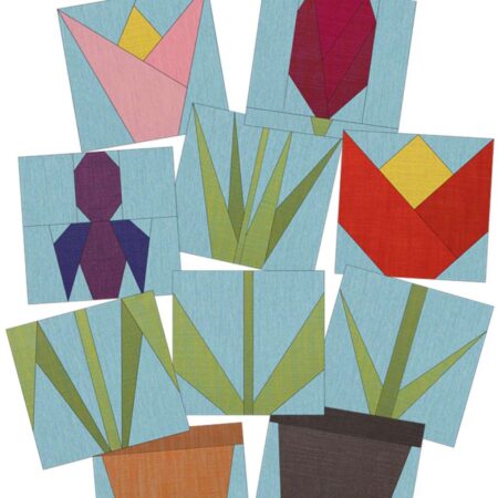 Sy 4 vårblommor i Paper Piecing + tutorial steg för steg