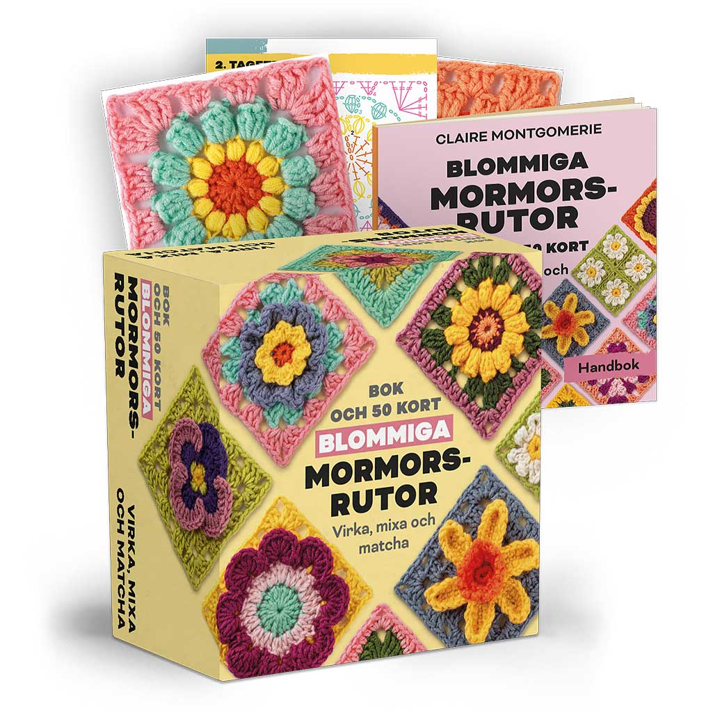 Bok + mönsterkort: Blommiga mormorsrutor – Virka, mixa och matcha