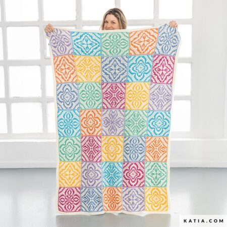 82-5 Offline Blanket – Virkad filt med färgglada mosaikrutor